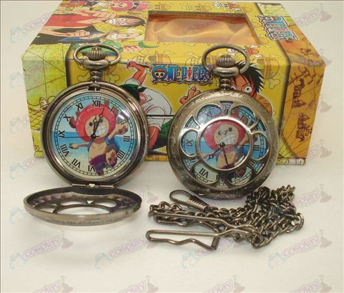 One Piece Acessórios Chopper oco relógio de bolso + Cartões