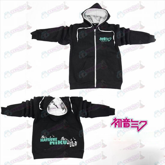 Hatsune Miku Acessórios logotipo zipper camisola capuz preto