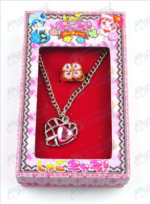 Shugo Chara! Acessórios colar em forma de coração + anel (rosa)