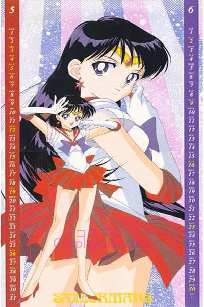 Sailor Moon Hino Rei Sailor Mars peruca longa de Cosplay