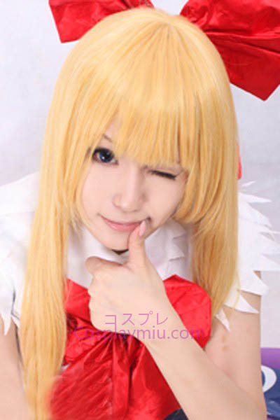Touhou Project Ibuki Suika Blond Peruca Cosplay Hetero