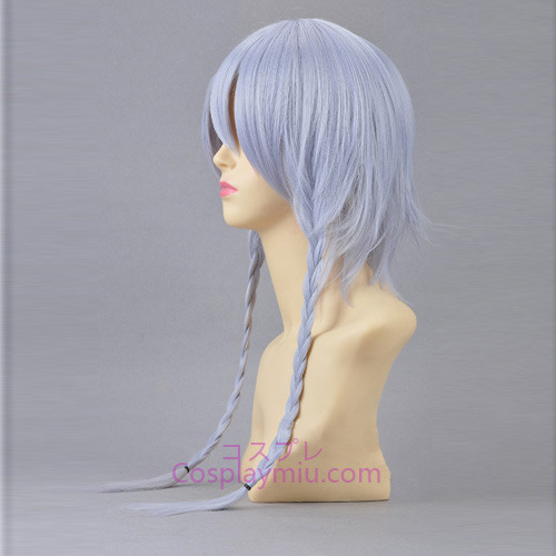 Touhou Project Izayoi Sakuya Light Purple Curto com peruca longa de Cosplay Braid