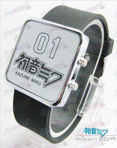 Hatsune Miku Acessórios fina frio escudo vermelho LED watch - cinta preta clássico