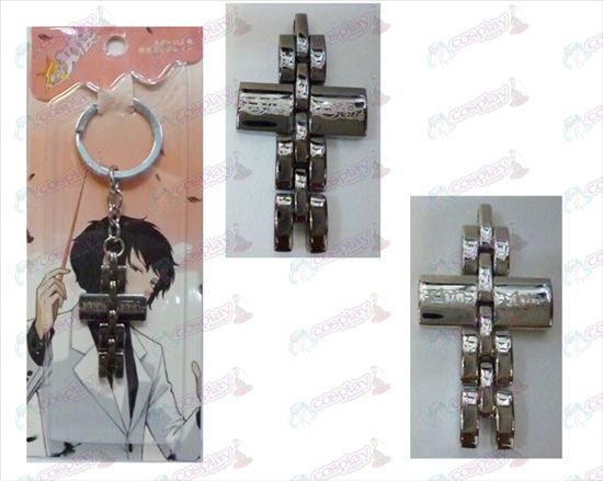 Star-Stealing Girl Acessórios cadeia de cruz preta e branco chave