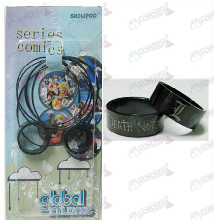 Death Note Acessórios preto de aço casal anéis colar (corda)