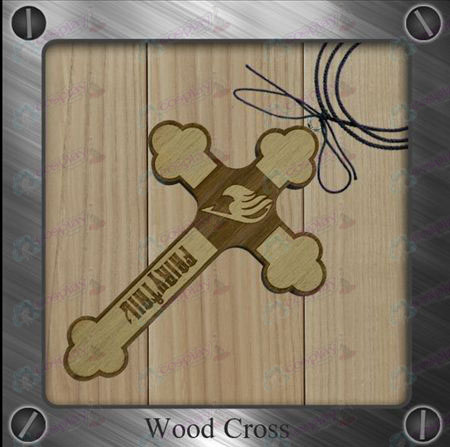 Fairy Tail Acessórios-fada bandeira colar de cruz de madeira