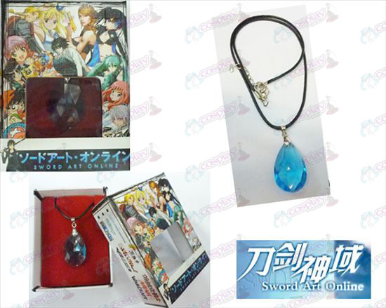 Espada de Arte em linha Acessórios Yui caixa azul colar de coração de cristal