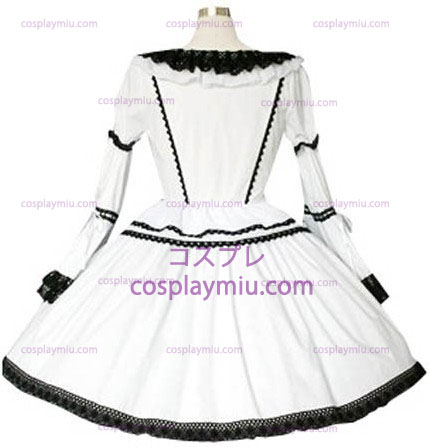 Laço preto e branco aparado Gothic Lolita vestido de Cosplay