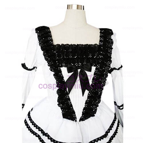 Laço preto e branco aparado Gothic Lolita vestido de Cosplay