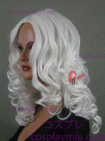20 "White Curly Cosplay peruca Midpart